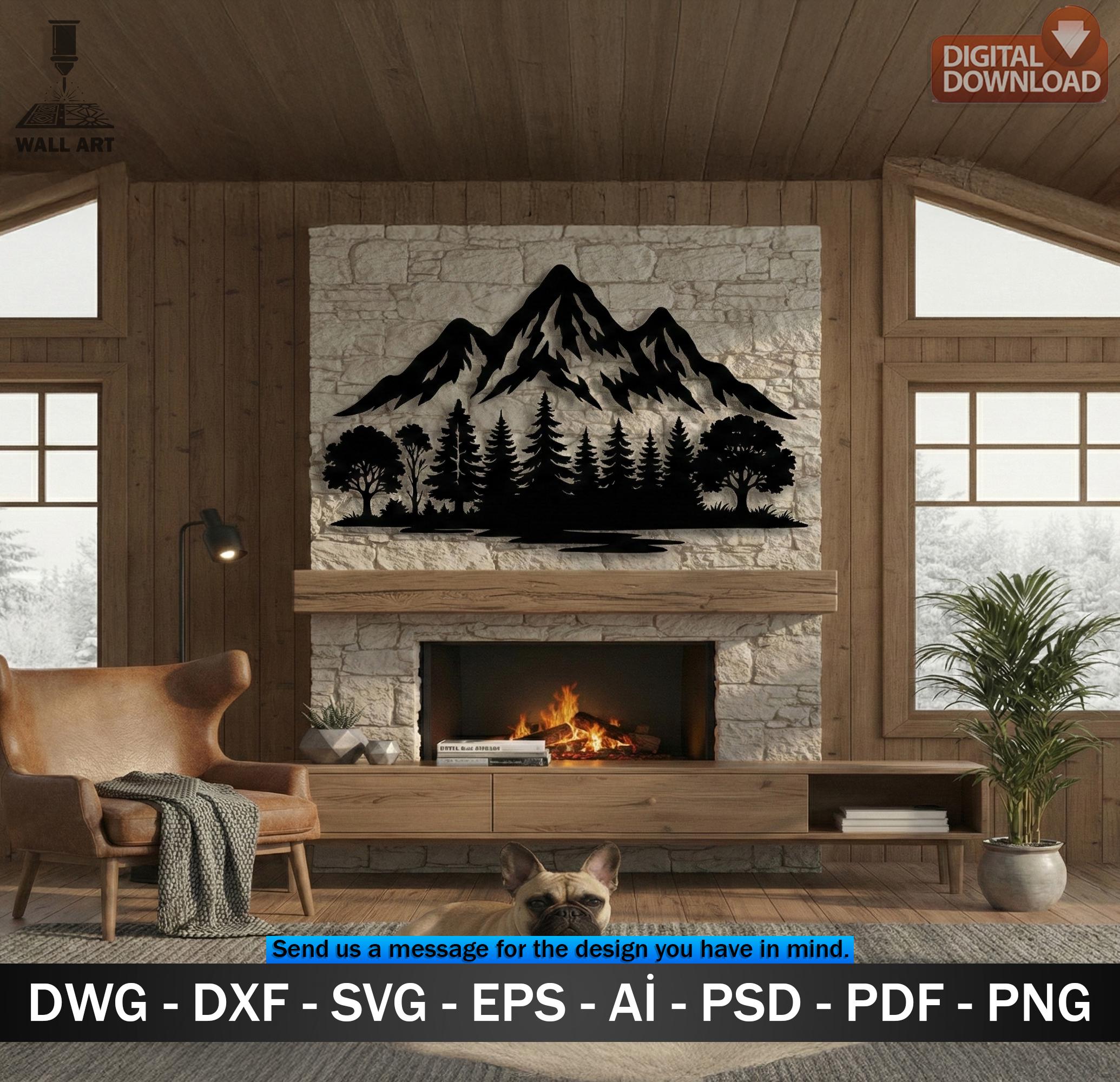Mountain Forest SVG DXF – Laser Cut Wall Art File for CNC, Glowforge ...