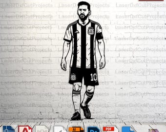 Lionel Messi Laser Cut File: SVG DXF Vector Art (Digital Download
