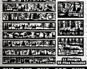 Wildlife CNC DXF Panels  Laser Cut Metal Art, Garden Fence, Home Wall Decor, SVG & Dwg Files Download