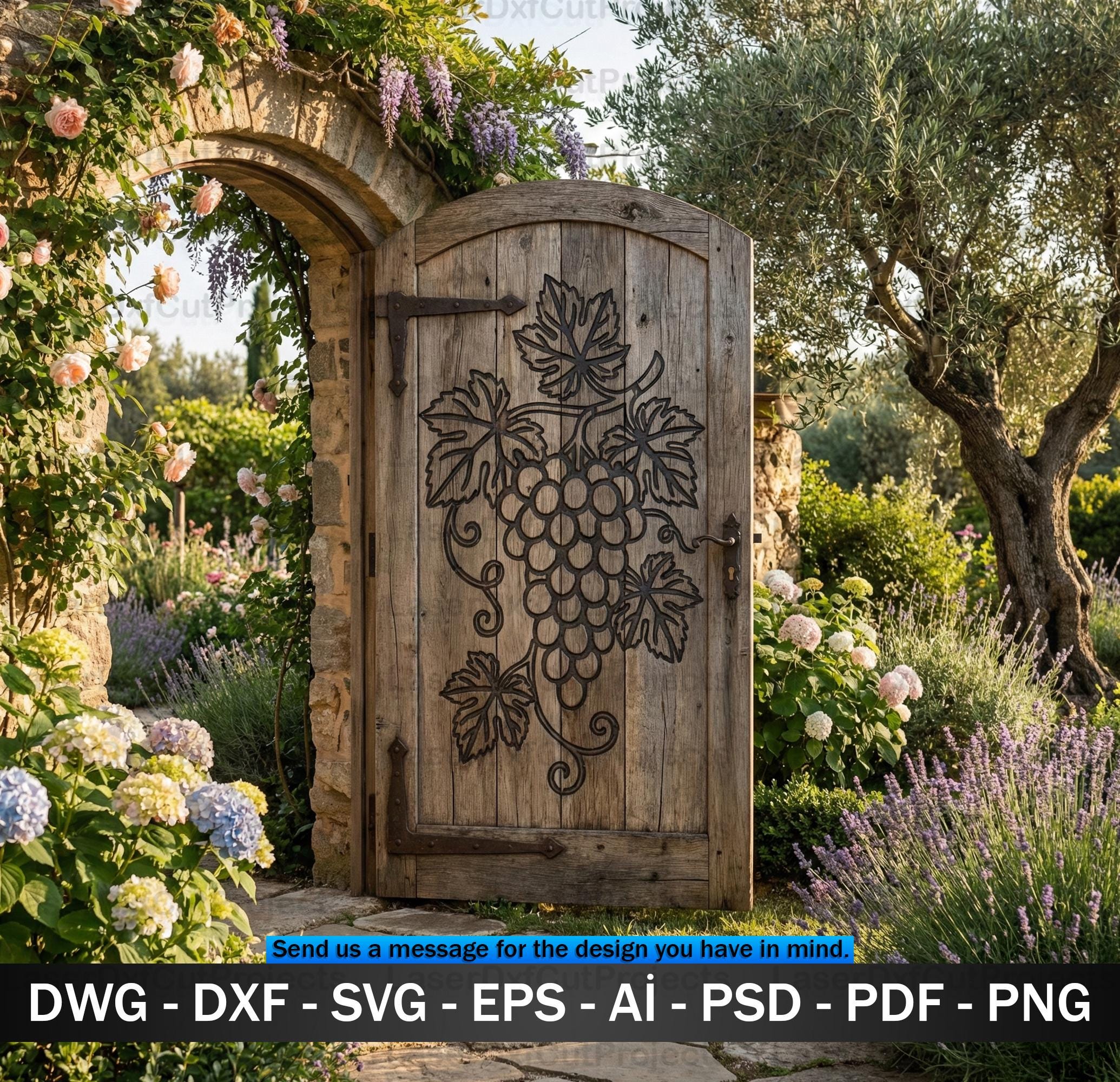Grape Vine Privacy Screen Panel – CNC Laser Cut DXF File (digital