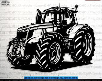 Klasyczny ciągnik rolniczy SVG DXF – plik cyfrowy do grafiki ściennej wycinanej laserowo CNC