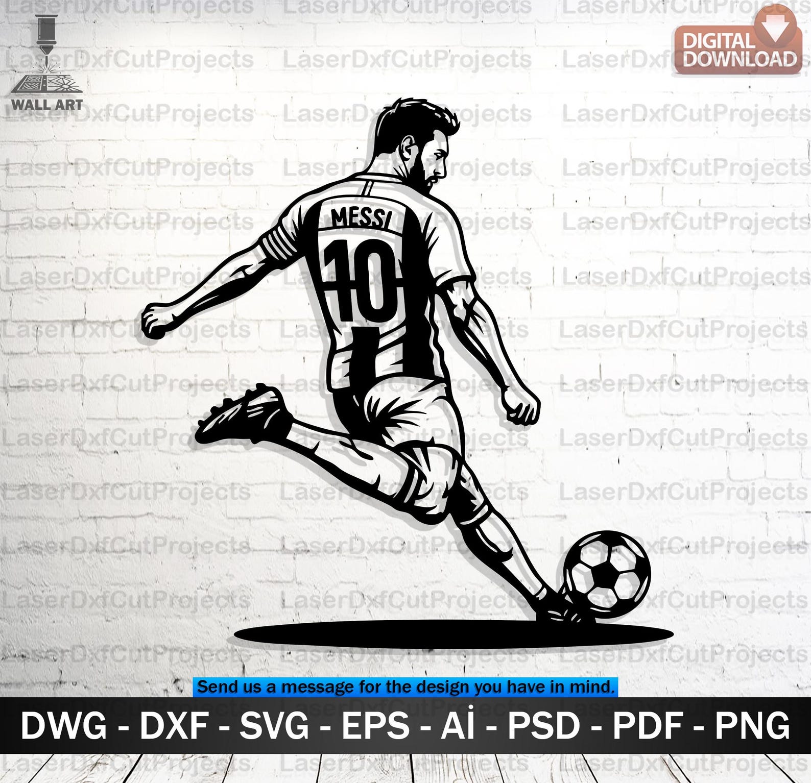 Lionel Messi SVG DXF – Laser Cut Metal Wall Art Digital File for CNC - Etsy