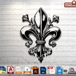 Fleur de Lis Laser Cut File – CNC DXF SVG Vector for Wood and Metal Wall Art