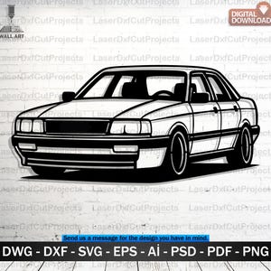 Può includere: Disegno a tratto nero e bianco di un'auto berlina classica. Download digitale disponibile nei formati DWG, DXF, SVG, EPS, AI, PSD, PDF e PNG. Il design dell'auto è adatto per progetti di arte murale.
