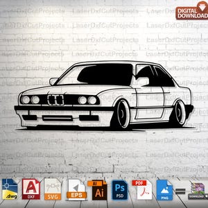 Retro BMW Laser Cut File: CNC Vector Art (Digital Download)