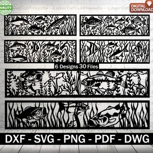 Fish Panel SVG DXF: Wildlife Vector Art for CNC Laser Cut (Digital Download)
