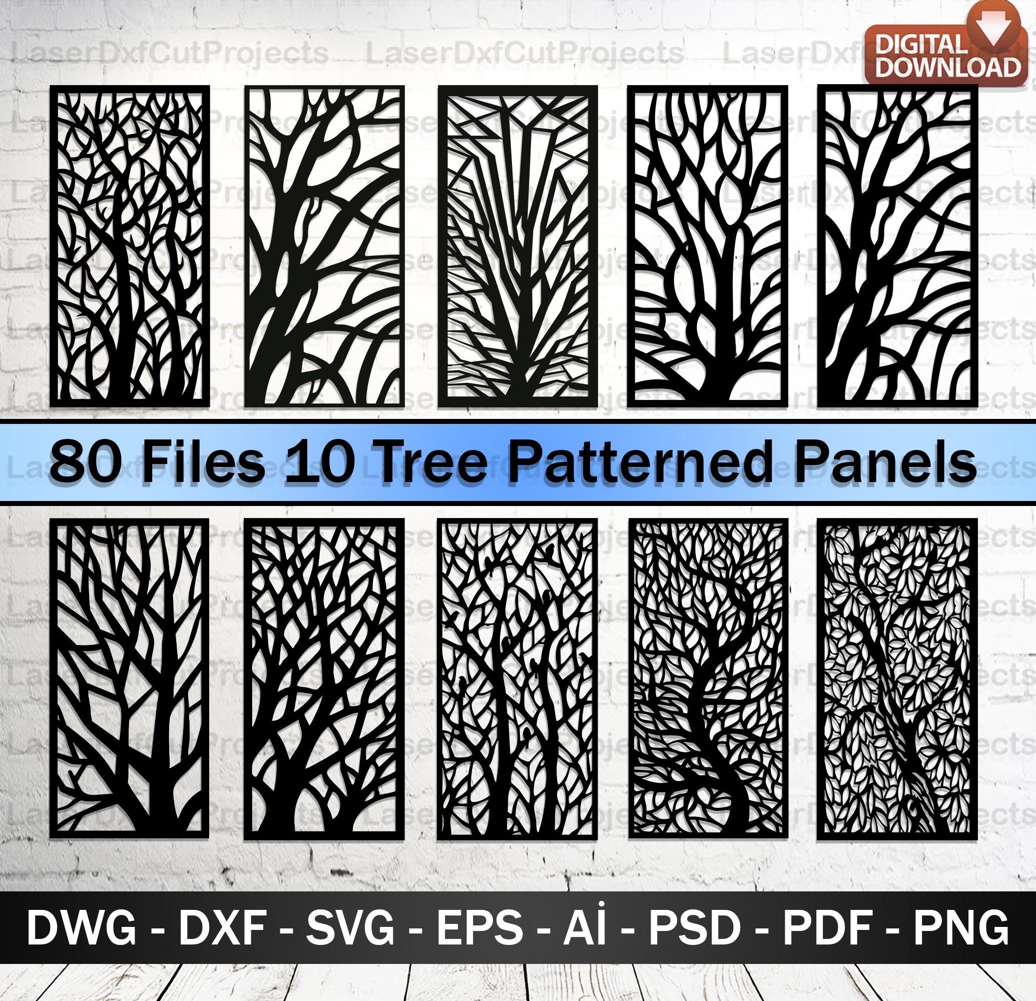 Tree Cnc Railing Tree Pattern Panel Design – CNC Laser Cut Vector Files (digital ...