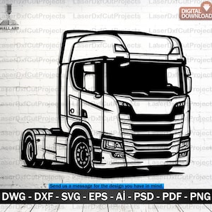 Modern European Truck Laser Cut File – CNC Wall Art (Digital Download)