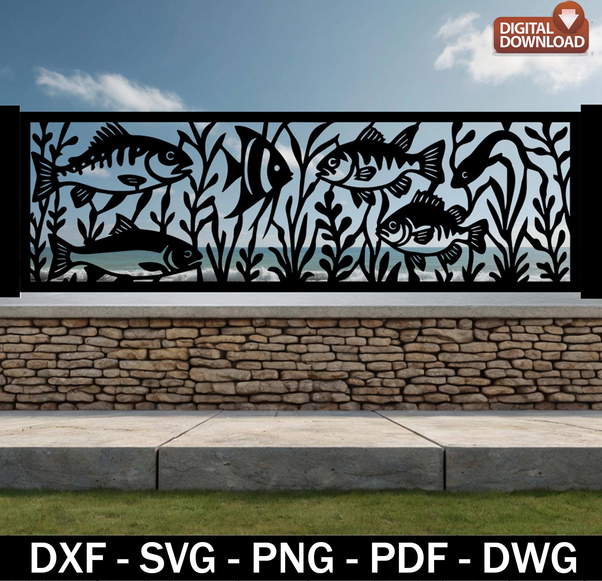 Fish Panel SVG DXF: Wildlife Vector Art for CNC Laser Cut (digital ...