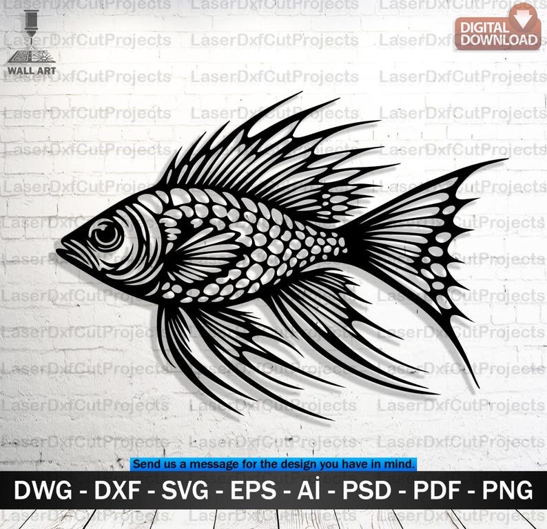 Fishbone Dxf Fishbone Wall Art SVG DXF – Laser Cut Fish Skeleton Digital File ...