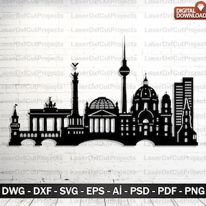 Berlin City Skyline Wall Art Laser Cut DXF SVG Files Berlin Silhouette Vector CNC Plasma Laser Cutting Wood Metal Decor Digital Download