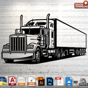 Kenworth W900 Laser Cut Wall Art DXF & SVG File – Digital Download for Metal, Wood, CNC, Plasma, Cricut - Vinyl Cutting