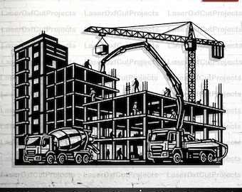 Beton LKW Laser Cut Datei: CNC Wandkunst (Digitaler Download)