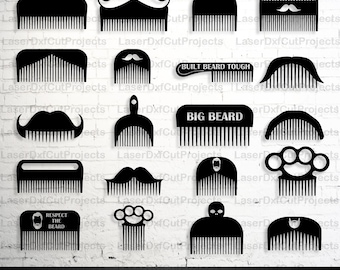 Beard Combs SVG DXF – Laser Cut Wooden Beard Comb Digital File for CNC