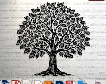Plane Tree of Life SVG DXF: lasergesneden CNC-bestand (digitale download)