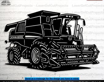 Landmaschinen Mähdrescher DXF-Datei | Laser Cut CNC Wand Kunst Design | Digitaler Download