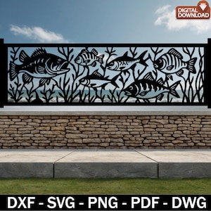 Fish Panel SVG DXF: Wildlife Vector Art for CNC Laser Cut (digital ...