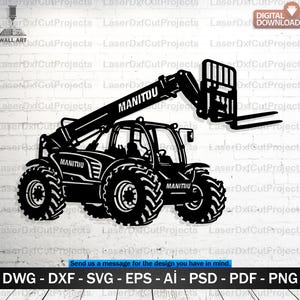 Manipulador telescópico Manitou SVG DXF – Archivo digital para decoración de paredes de construcción cortado con láser