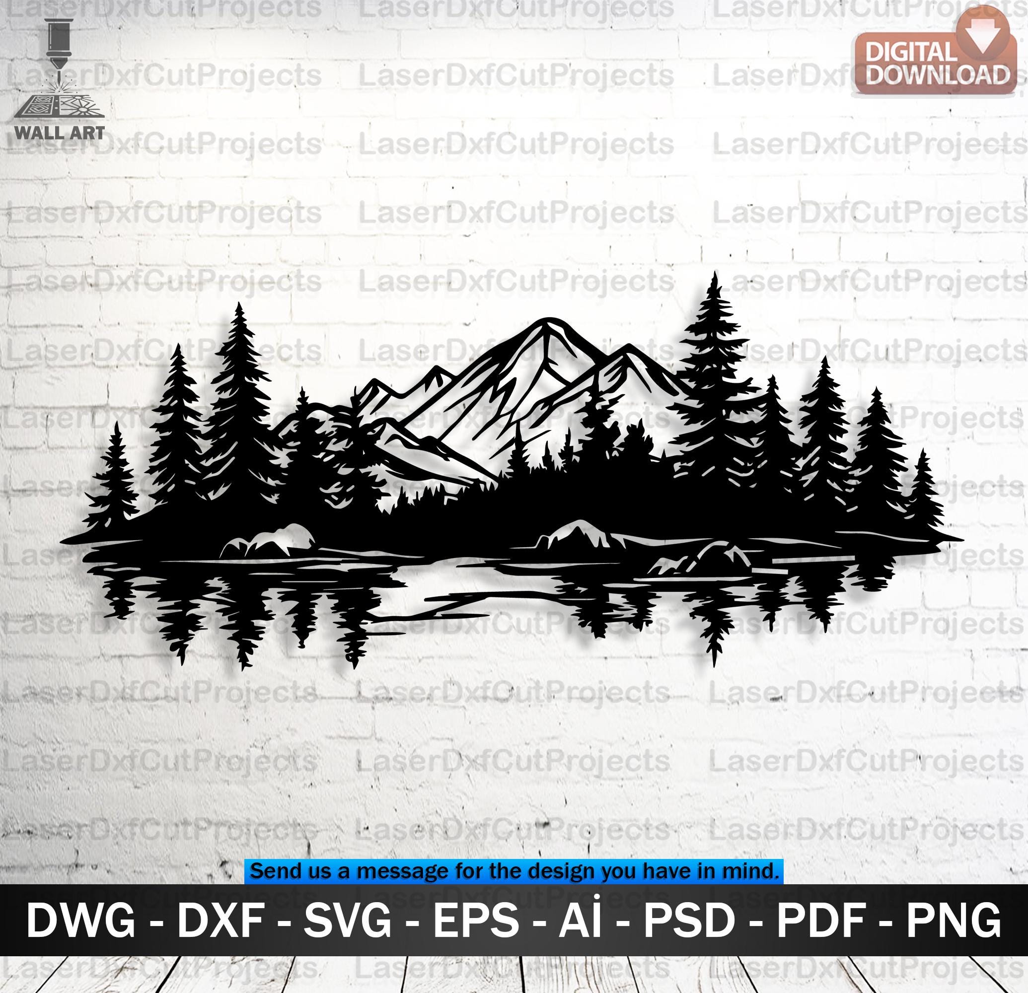 Forest & Mountains SVG DXF – Laser Cut CNC Wall Art Digital File - Etsy