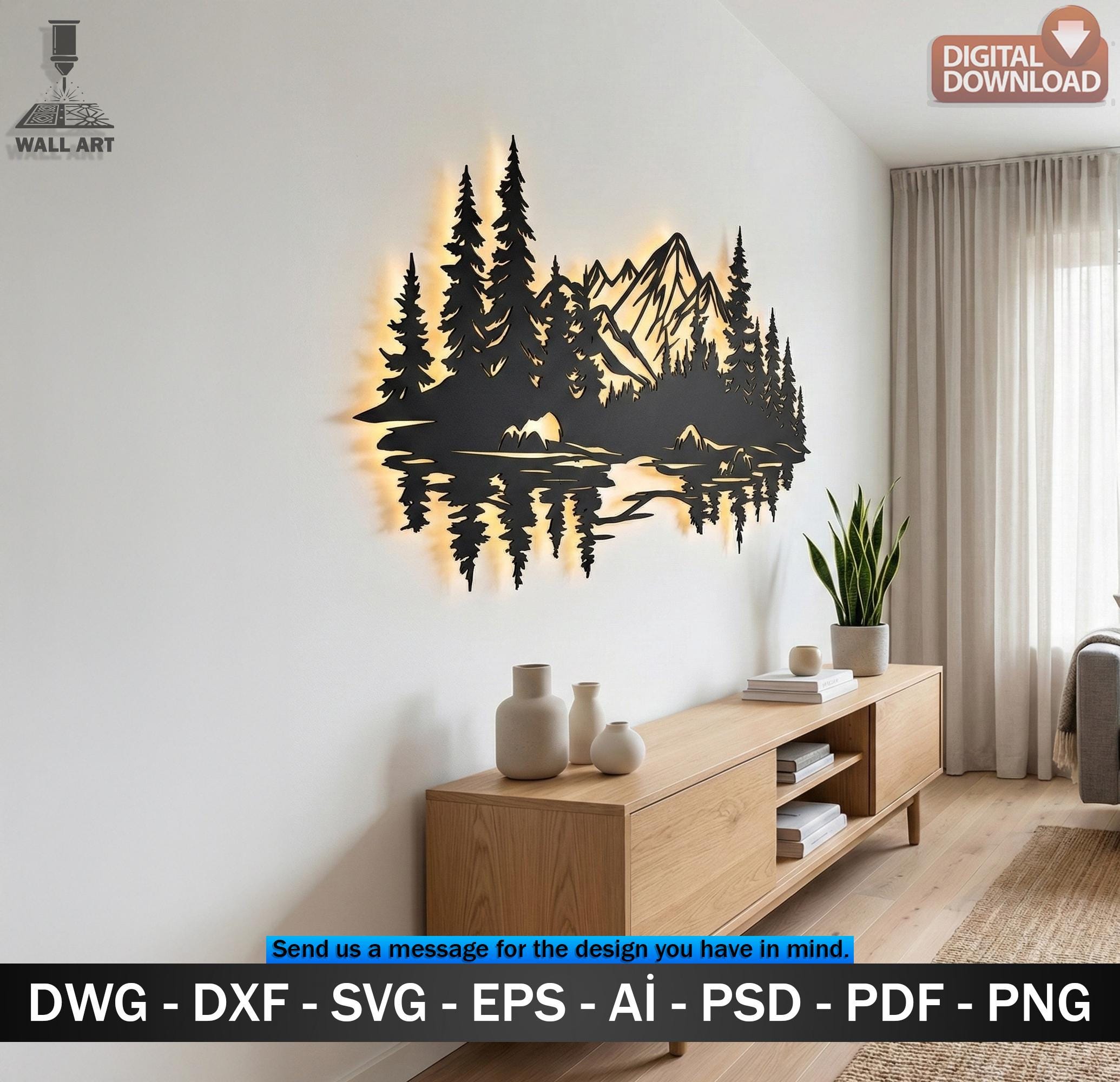 Forest & Mountains SVG DXF – Laser Cut CNC Wall Art Digital File - Etsy