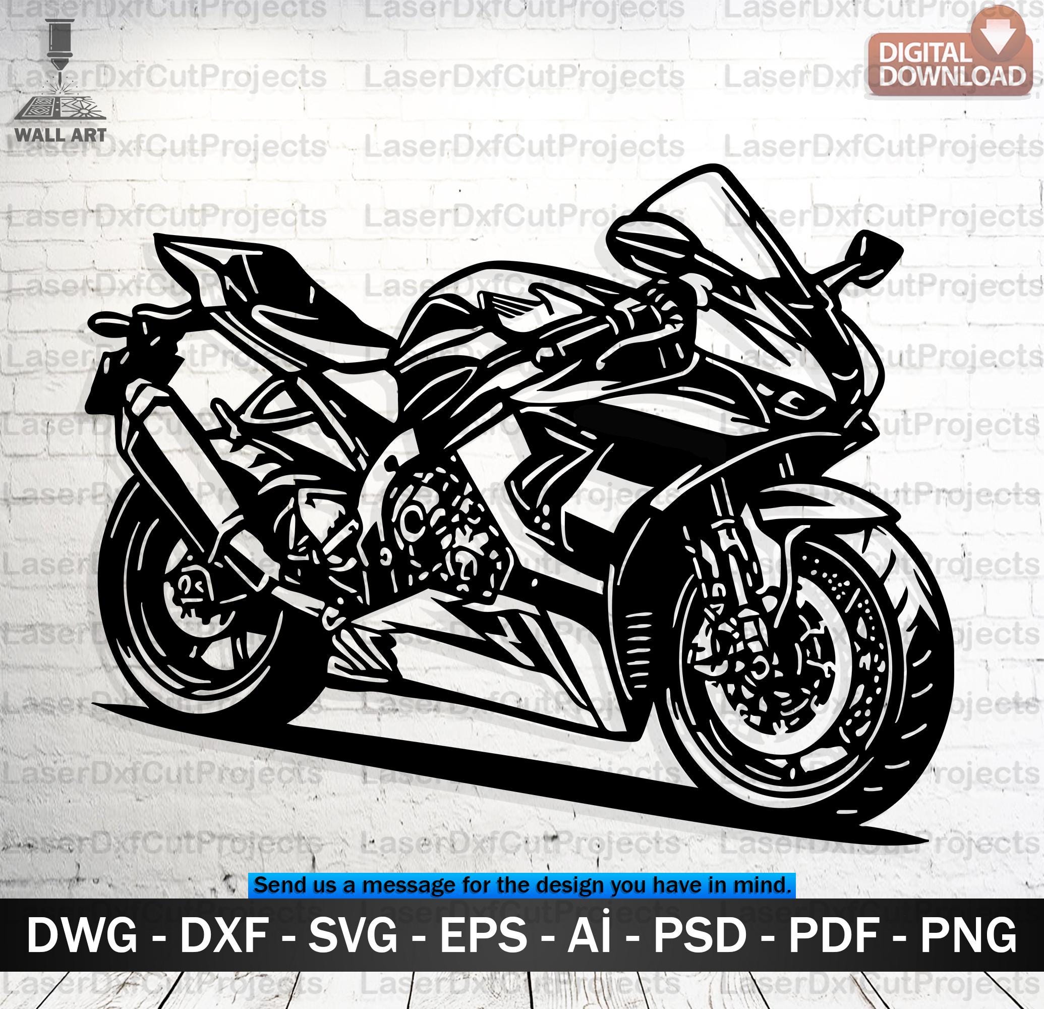 Sportbike Laser Cut File – DXF SVG Vector for CNC, Plasma, Cricut