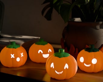 3D Printed Jack-O'-Lantern Set: Spooky Halloween LED Decor