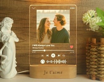 Personalized LED Photo & Song Night Light: Custom Couple Gift