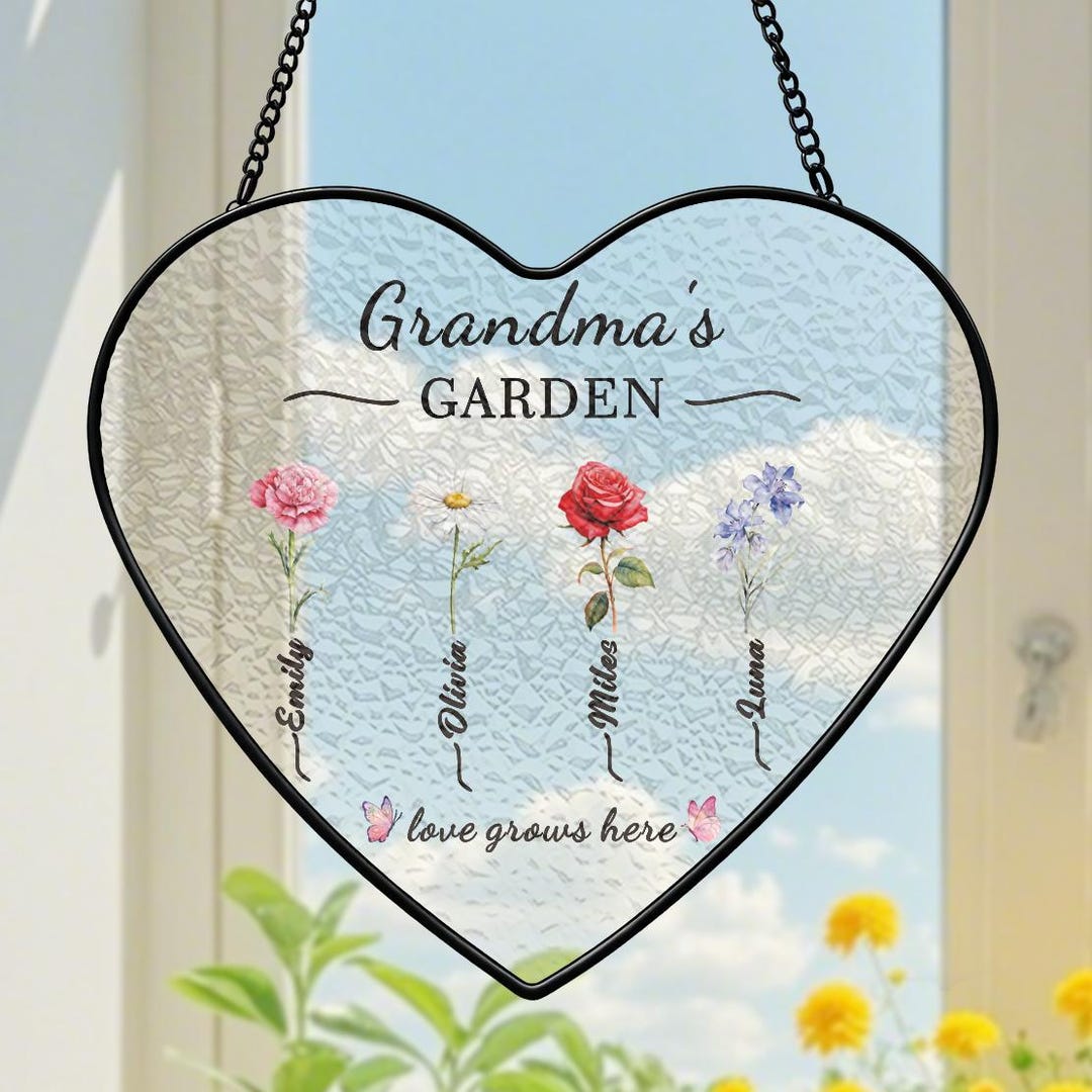 Personalized Grandma's Garden Stained Glass Birth Month Flower ...
