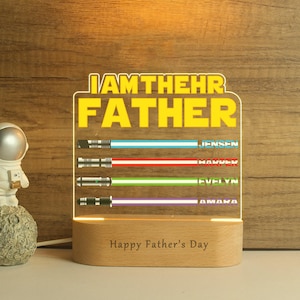 Personalized Lightsaber Night Light: &quot;I Am Their Father&quot; - Custom Kids&#39; Names