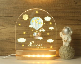 Gepersonaliseerde nachtlampje heteluchtballon: aangepaste babykamerdecoratie