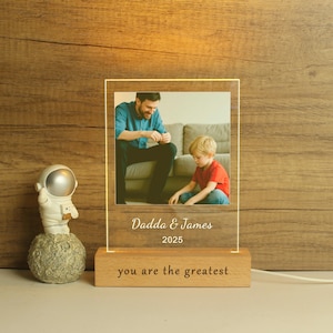 Personalized Dad Night Light Photo, First Father&#39;s Day Gift, Grandpa Gift To Granddaughter, Memorial Night Light, Gift Light For Dad