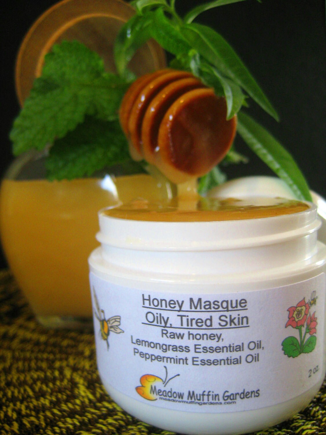Facial Mask, Organic Raw Honey, Peppermint, Lemongrass Aromatherapy