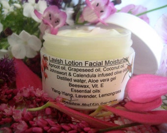 Herb and Floral Facial Cream, Moisturizer, Day or Night Cream, Herbal Infused Oils, Lemongrass Lavender Ylang Ylang Essential oils