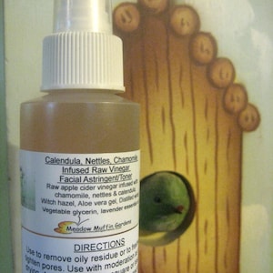 Chamomile, Nettles, Calendula Raw Vinegar Facial Toner/Astringent, Herbal Vinegar