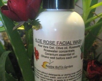 Aloe Rose Facial Cleanse, Soap-Free, Aloe Vera Gel, Rosewater, Olive oil, Helps remove makeup