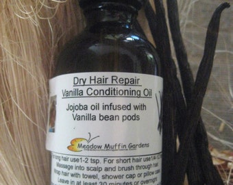 Vanilla Bean Infused Jojoba Oil Hair or Beard Care, 2 ounce dropper bottle