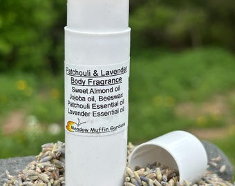 Fragancia corporal sólida, pachulí y lavanda, disponible en tubo, aromaterapia, no es un perfume.