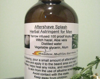 Men's Aftershave, Masculine Herbal Splash Astringent, Yarrow, Herbal Facial Toner