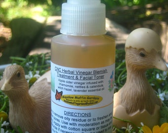 Herbal Vinegar Facial Astringent/Toner, Calendula, Chamomile and Nettles, Balance skin pH, Pregnancy Safe