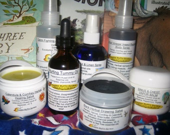 Holistic Herbal Care for Children, Kids, Salves, Sleep, Oils, Natural Home remedies, First aid, Gift Basket