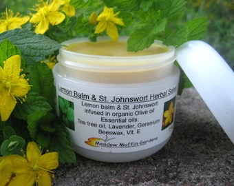 Lemon Balm, St. Johnswort Herbal Salve, Balm, Lips, Mouth Care