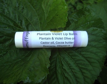 Plantain and Violet Lip Balm, Tube, Cocoa butter, Herbal Lip Care