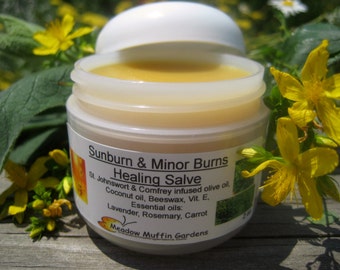 St. Johnswort oil Balm, Comfrey oil Balm, Sun Exposure, Minor Burns, Abrasions, Skin Care, Herbal Salve
