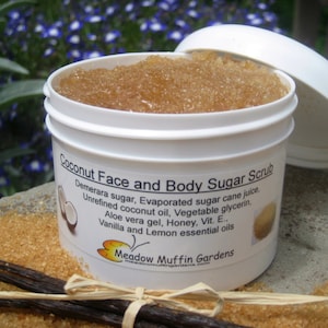Coconut Face and Body Raw Sugar Scrub, Vanilla