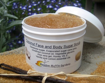 Coconut Face and Body Raw Sugar Scrub, Vanilla