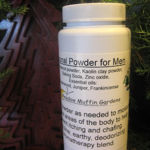 Body Powder for the Needs of Men, 8 oz plastic shaker bottle or 8 oz plastic jar with powder puff, You choose