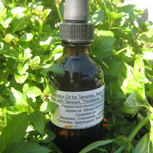 Tension Headache Massage Oil, Temple Neck Shoulder massage, Liniment Oil Blend image 1