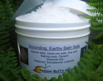 Bath Salts, Foot Soak, Woodsy Salt Soak, Forest Aromatherapy, Patchouli, Sandalwood, Lavender or Spruce, Vetiver