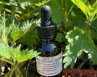 Beard and Mustache Oil, Facial Hair Care, Conditioning, Nettles Infused Unrefined Jojoba Oil, Hair Oil, Rosemary, Peppermint, Sage