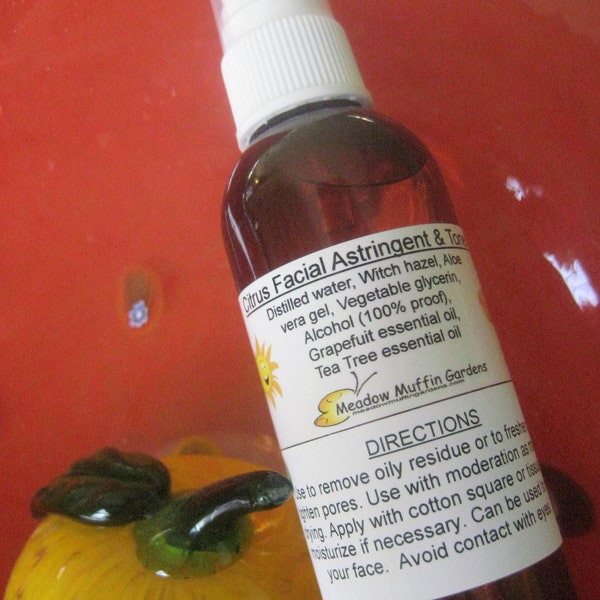 Grapefruit and Tea Tree Oil Facial Astringent/Toner, Oily Skin